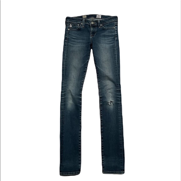 Ag Adriano Goldschmied Aubrey Skinny straight Jeans blue 25R Preowned distressed - Picture 1 of 5